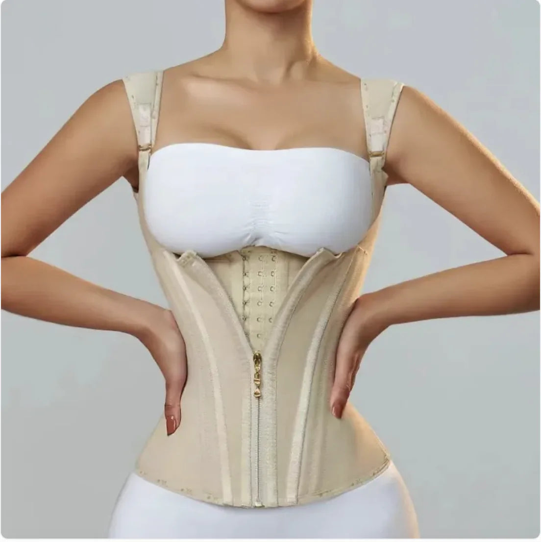 Retro Zipper Front Shapewear Top