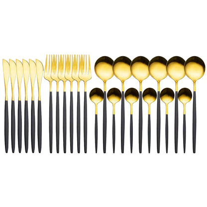 24pcs Gold Stainless Steel Cutlery Set