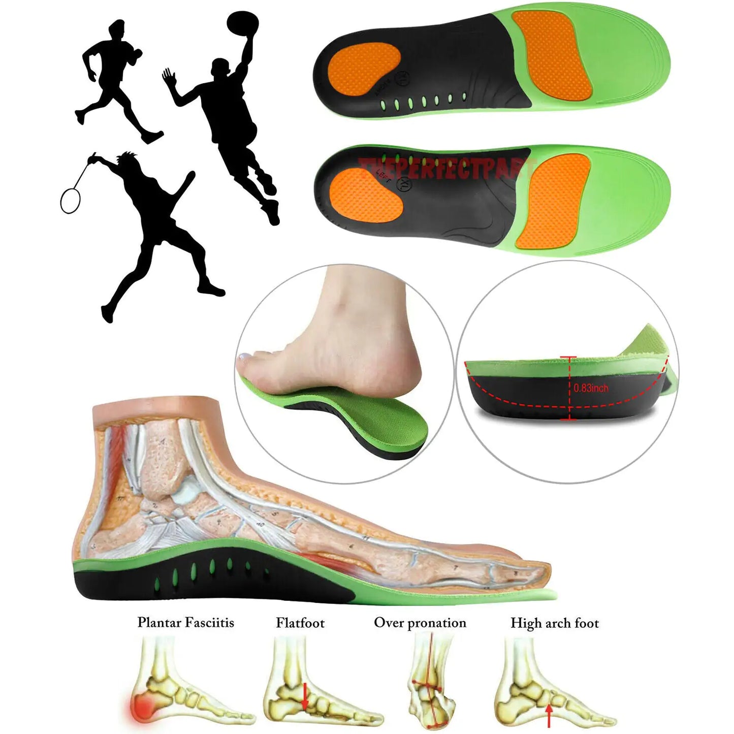 Arch Support Orthotic Insoles for Flat Feet